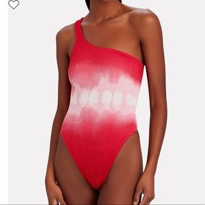 Bond-eye Oscar Tie-Dye One-Shoulder Swimsuit Pink O/S